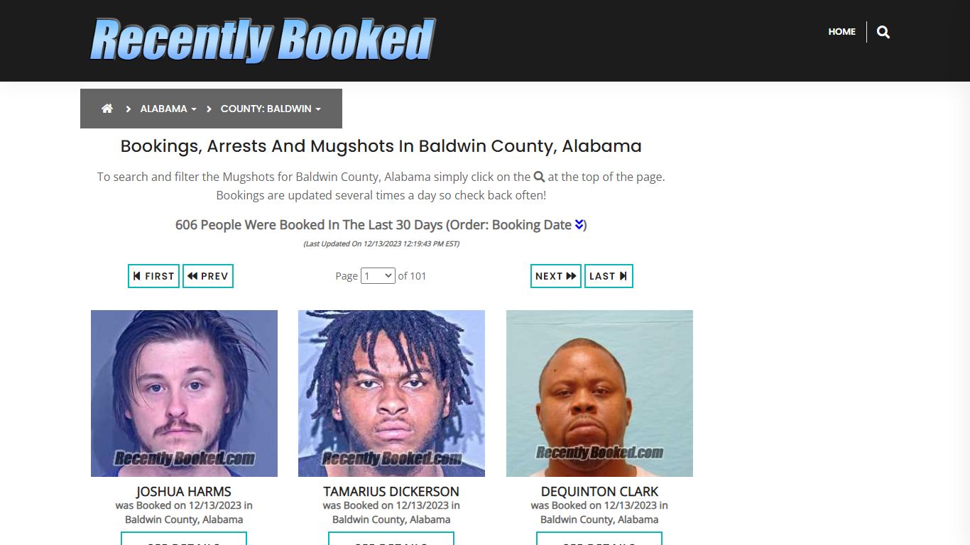 Bookings, Arrests and Mugshots in Baldwin County, Alabama